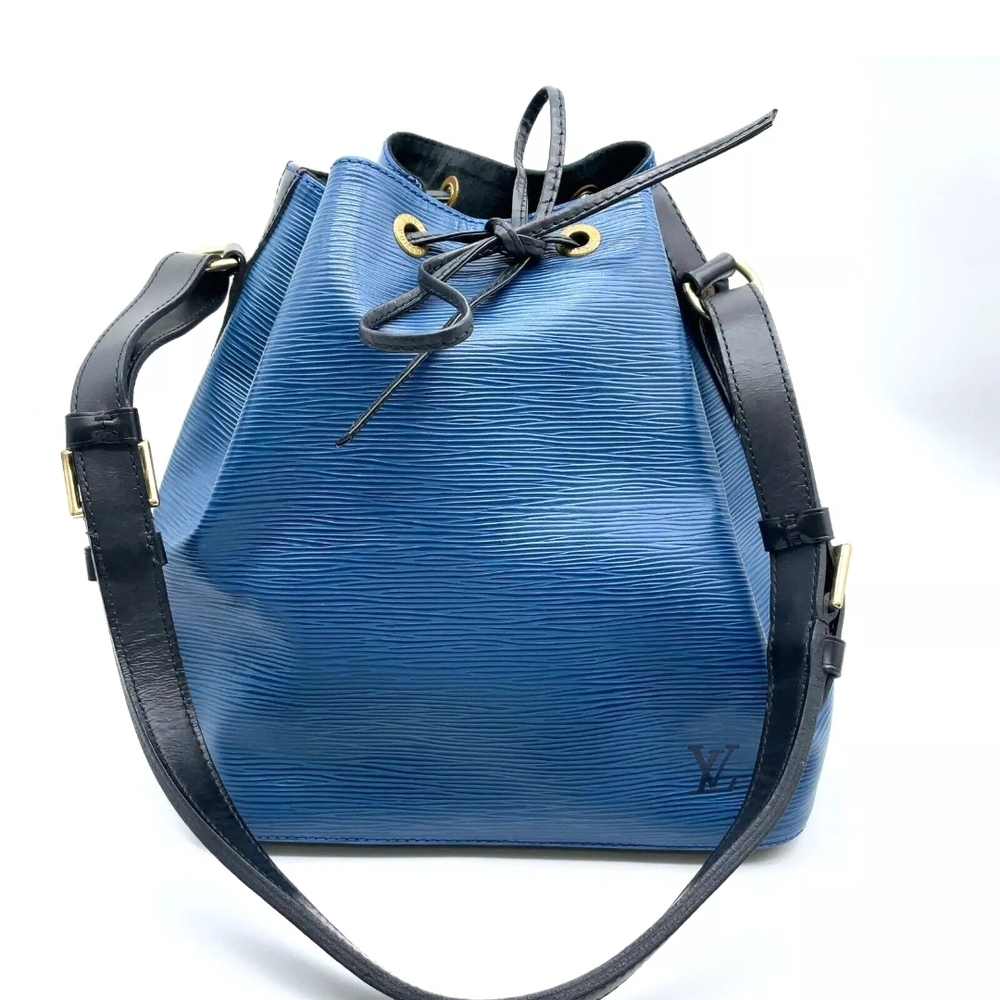 Louis Vuitton Blue and Black Shoulder Bag with Textured Leather